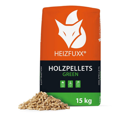 Heizfuxx Holzpellets Green 6mm 15kg x 20 Sack 300kg Palette