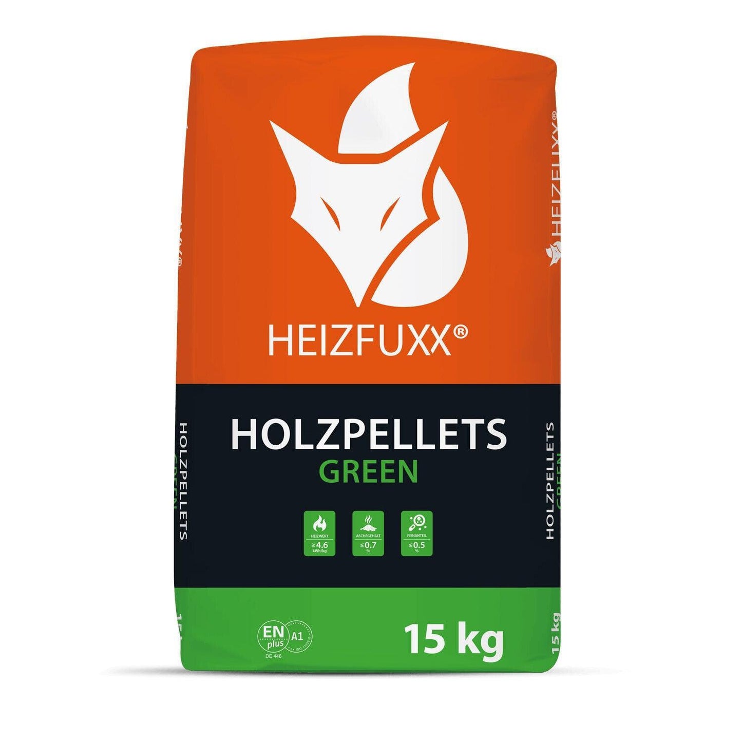 Heizfuxx Holzpellets Green 6mm 15kg x 20 Sack 300kg Palette