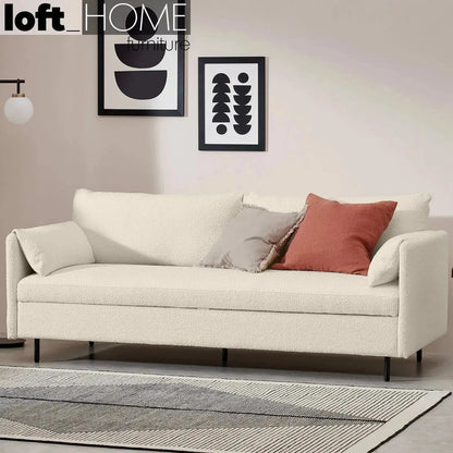 Modern Boucle Sofa Bed HITOMI WHITEWASH