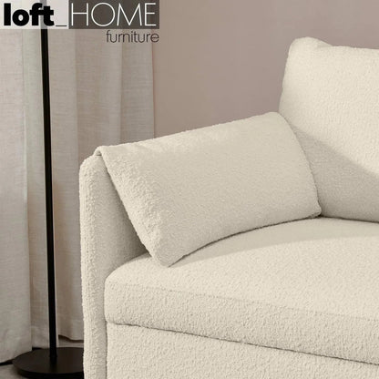 Modern Boucle Sofa Bed HITOMI WHITEWASH