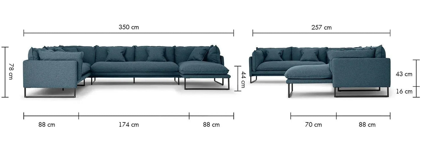 Modern Fabric L Shape Sectional Sofa MALINI 3+3+L