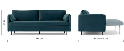 Modern Velvet Sofa Bed HITOMI STEEL BLUE